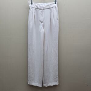 Aritzia Wilfred Effortless Crepette Pleated High-Waist Wide Leg Pant Off White 2